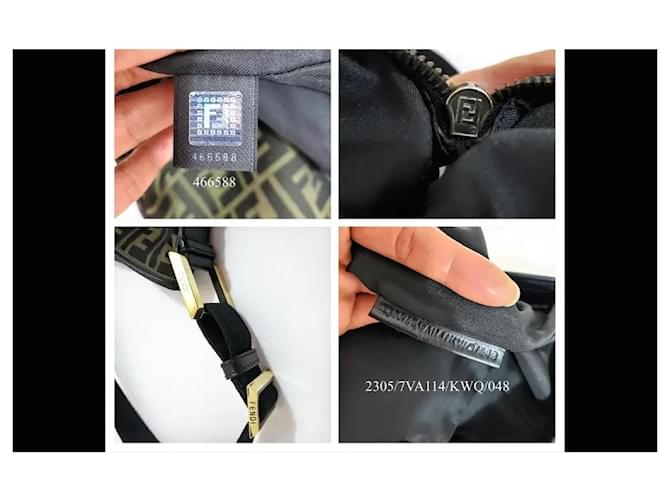 Zucca Fendi Borsa a Spalla per Computer Verde Oliva e Nero Marrone - vista 3