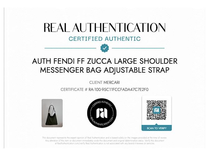 Zucca Fendi Borsa a Spalla per Computer Verde Oliva e Nero Marrone - vista 4
