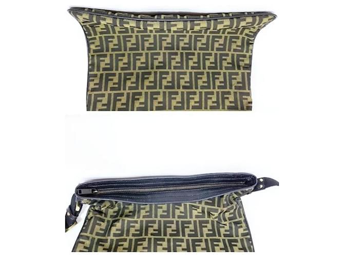 Zucca Fendi Borsa a Spalla per Computer Verde Oliva e Nero Marrone - vista 7