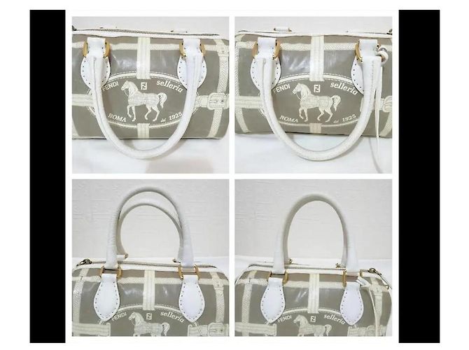 Fendi Borsa a mano Selleria Horse Bianco Crudo - vista 8