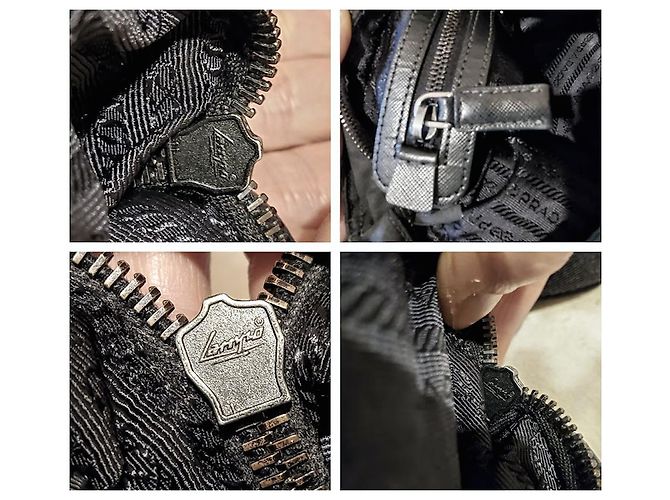 Borsa messenger Prada in nylon e pelle Saffiano nera Nero - vista 12
