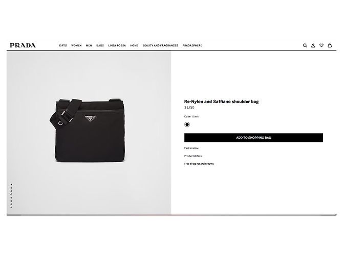 Borsa messenger Prada in nylon e pelle Saffiano nera Nero - vista 14