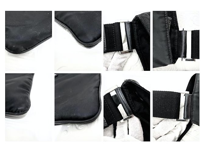 Borsa messenger Prada in nylon e pelle Saffiano nera Nero - vista 4
