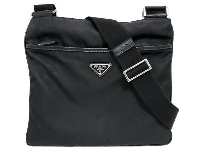 Borsa messenger Prada in nylon e pelle Saffiano nera Nero - vista 7