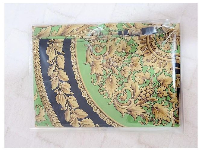 Gianni Versace Seidentuch Schwarz Grün und Gold Golden Hellgrün - Ansicht 11