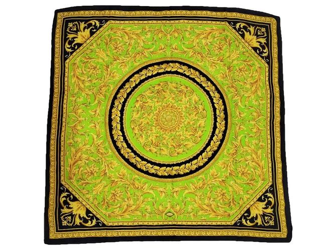 Gianni Versace Seidentuch Schwarz Grün und Gold Golden Hellgrün - Ansicht 13