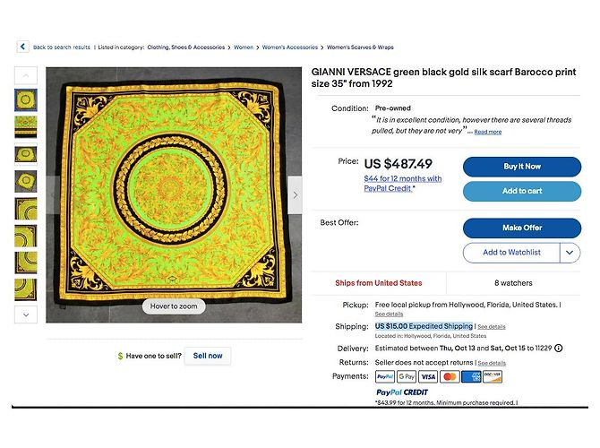 Gianni Versace Seidentuch Schwarz Grün und Gold Golden Hellgrün - Ansicht 14