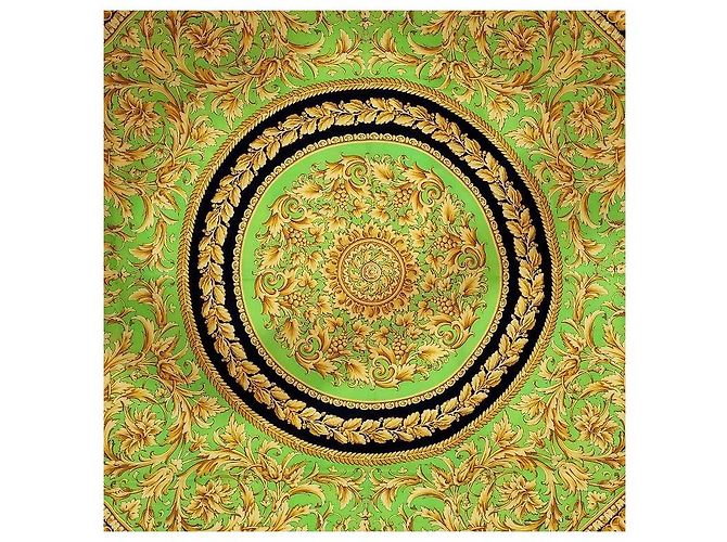 Gianni Versace Seidentuch Schwarz Grün und Gold Golden Hellgrün - Ansicht 2