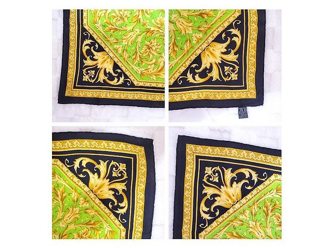 Gianni Versace Seidentuch Schwarz Grün und Gold Golden Hellgrün - Ansicht 5