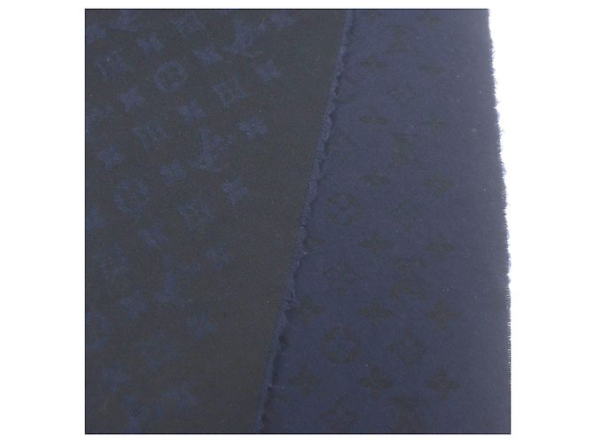 Sciarpa in cashmere Monogram Louis Vuitton Nero Blu navy - vista 4
