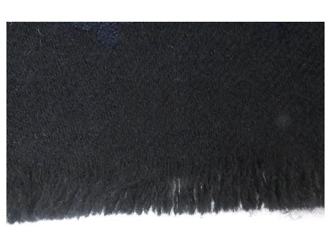 Sciarpa in cashmere Monogram Louis Vuitton Nero Blu navy - vista 5