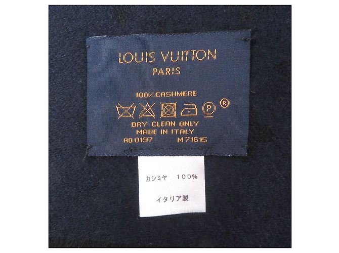 Sciarpa in cashmere Monogram Louis Vuitton Nero Blu navy - vista 6