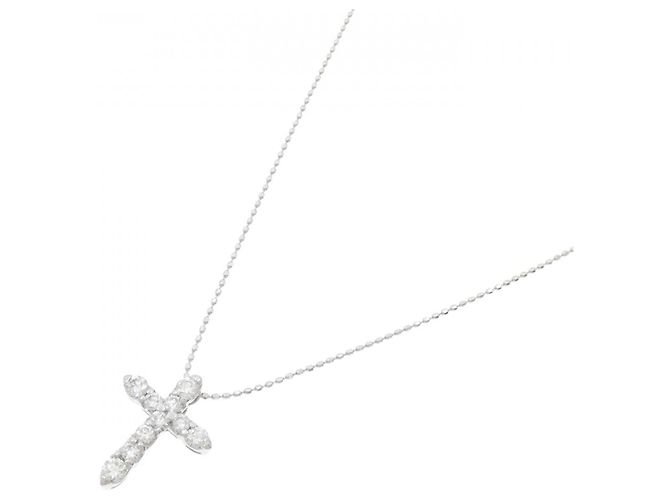Autre Marque Collana a Croce con Diamanti in Oro Bianco Au750 Argento - vista 2