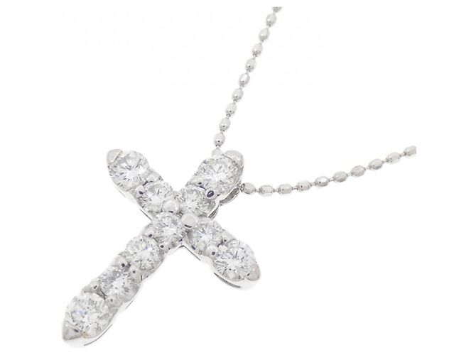 Autre Marque Collana a Croce con Diamanti in Oro Bianco Au750 Argento - vista 3