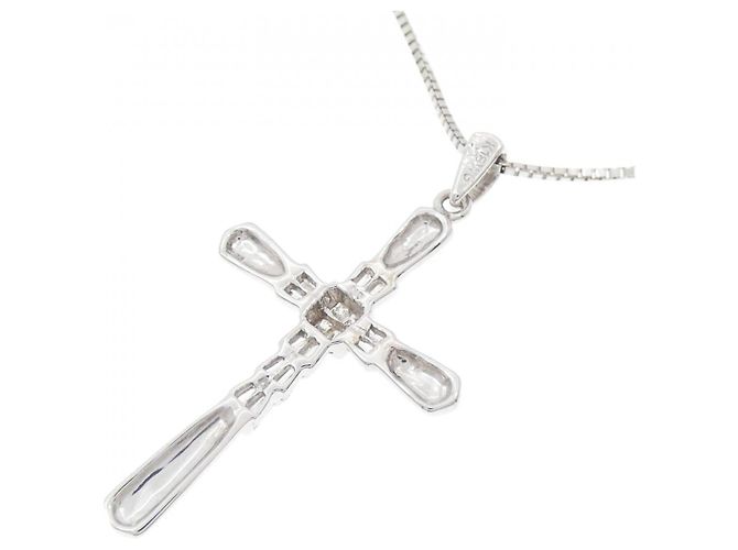 Autre Marque Collana con Croce in Diamanti in Oro Bianco Au750 Argento - vista 4