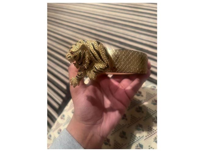 Roberto Cavalli Luxus Gürtel mit goldenem Tiger (Schlangenleder) - Ansicht 2