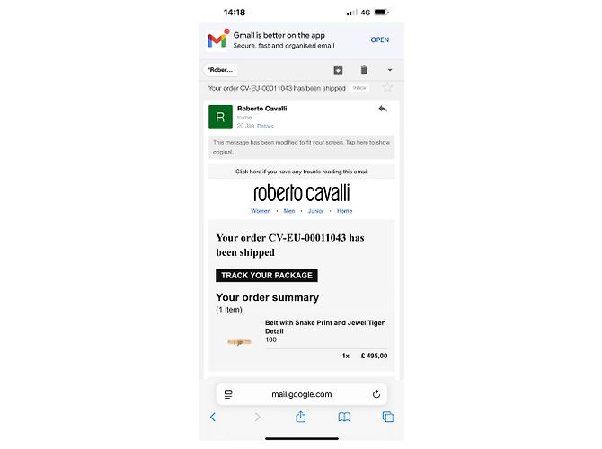 Roberto Cavalli Luxus Gürtel mit goldenem Tiger (Schlangenleder) - Ansicht 6