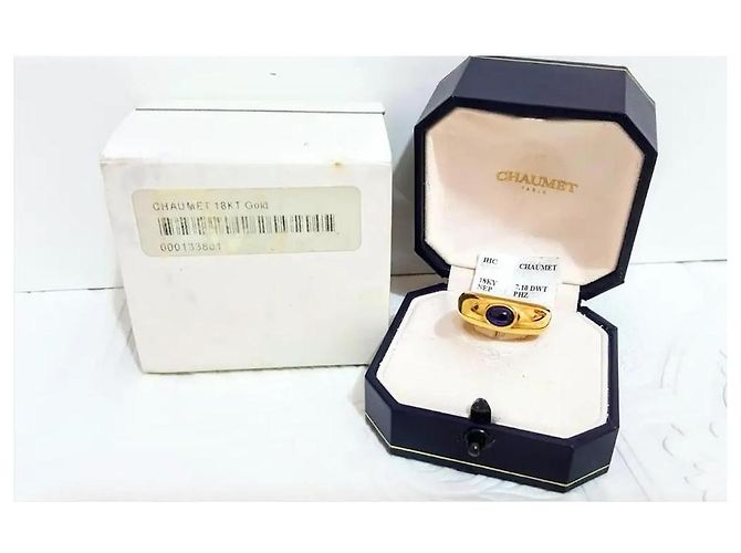 Chaumet 18k Gelbgold Dome-Ring mit blauem Saphir-Cabochon Golden - Ansicht 11