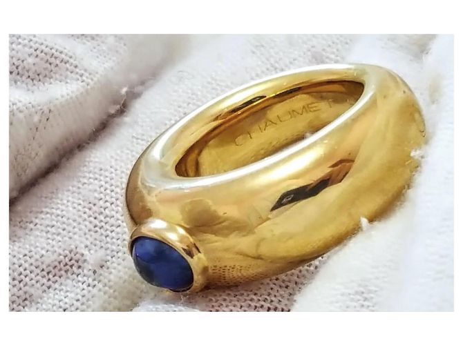 Chaumet 18k Gelbgold Dome-Ring mit blauem Saphir-Cabochon Golden - Ansicht 3