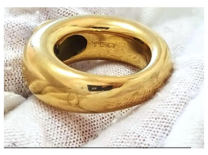 Chaumet 18k Gelbgold Dome-Ring mit blauem Saphir-Cabochon Golden - Ansicht 7