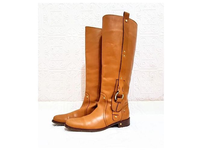 Céline Reitstiefel aus Leder Braun - Ansicht 2