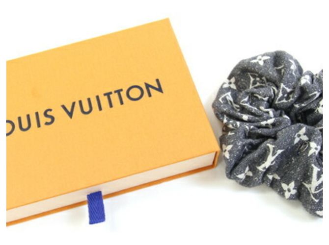 Scrunchie in denim jacquard Monogram Louis Vuitton Marrone - vista 5