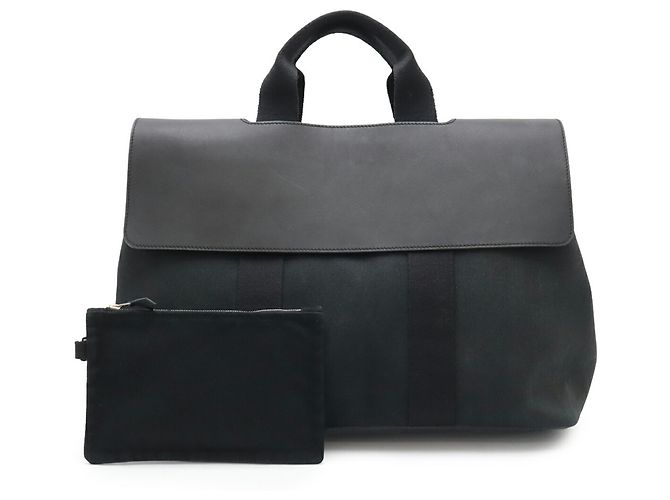 Hermès HERMES Valparaiso MM Handtasche Schwarz Weiß - Ansicht 2