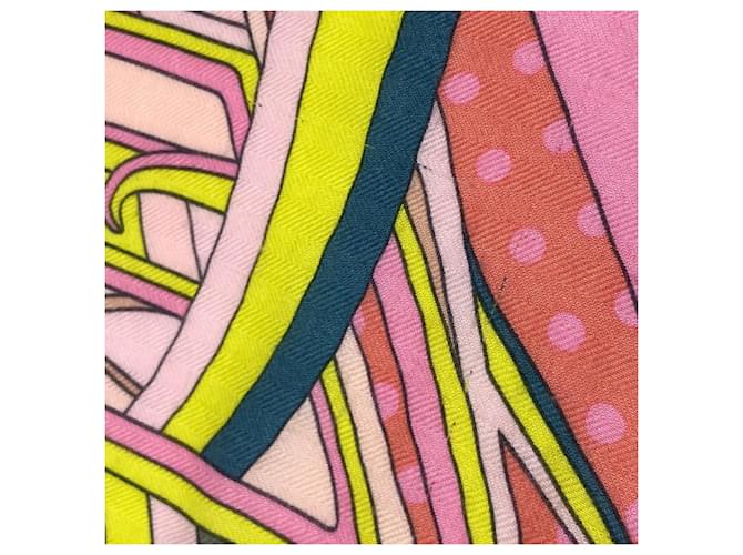 Hermès Sciarpa Jean 140 Faubourg Rainbow HERMES Rosa Multicolore - vista 10