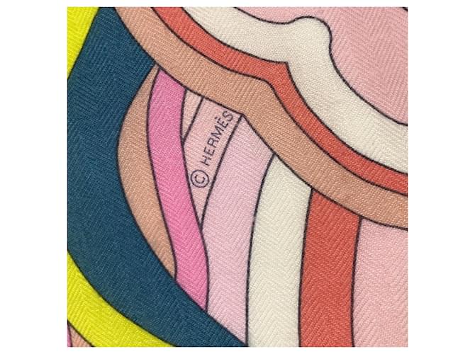 Hermès Sciarpa Jean 140 Faubourg Rainbow HERMES Rosa Multicolore - vista 13
