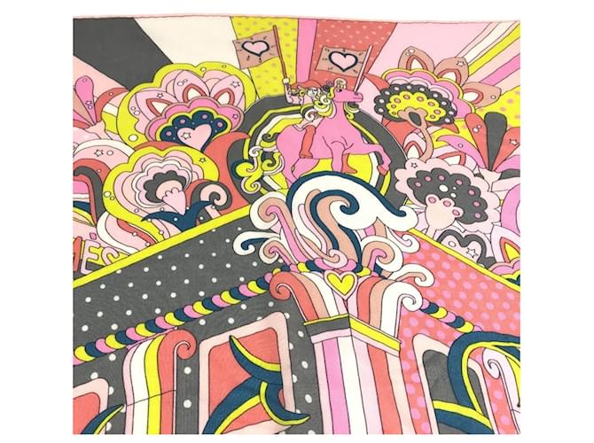 Hermès Sciarpa Jean 140 Faubourg Rainbow HERMES Rosa Multicolore - vista 5