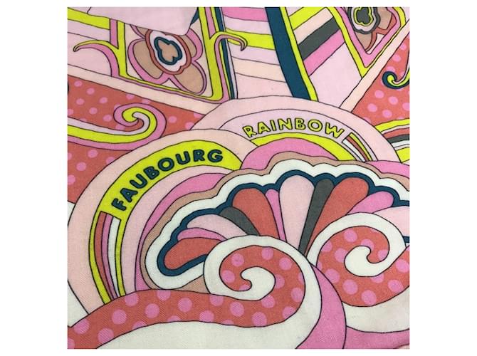 Hermès Sciarpa Jean 140 Faubourg Rainbow HERMES Rosa Multicolore - vista 7
