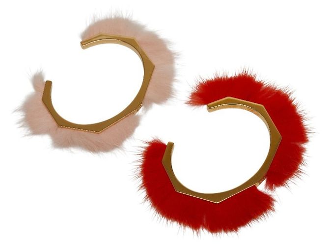 Fendi Pelzmuster Armreif-Set Rot - Ansicht 2