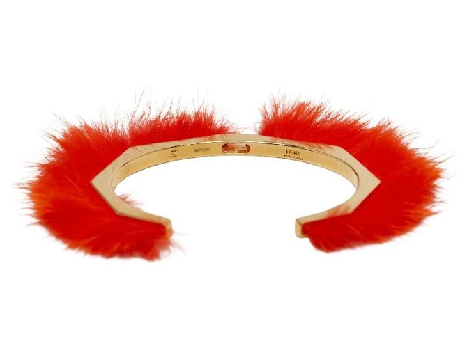 Fendi Pelzmuster Armreif-Set Rot - Ansicht 4