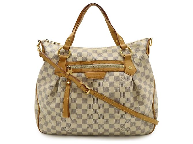 Borsa Tote Louis Vuitton Damier Azur Evora MM Crudo - vista 2