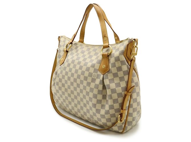 Borsa Tote Louis Vuitton Damier Azur Evora MM Crudo - vista 3