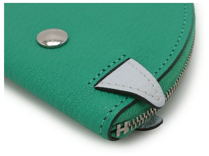Hermès Billetera Paddock en Cuero de Cabra HERMES Verde - vista 4