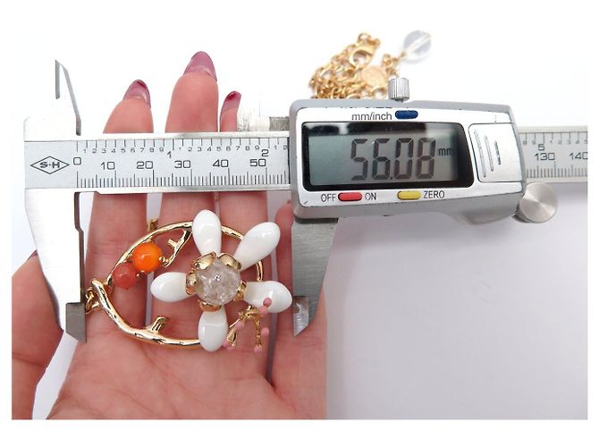 NEUF COLLIER PHILIPPE FERRANDIS EROLI FLEURS PIERRES EN METAL DORE NECKLACE Multicolore - vue 8