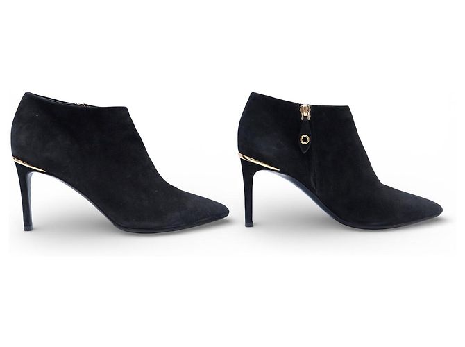 BOTINES LOUIS VUITTON DE TACÓN BAJO TAMAÑO 36 EN SEDA NEGRA Negro - vista 3