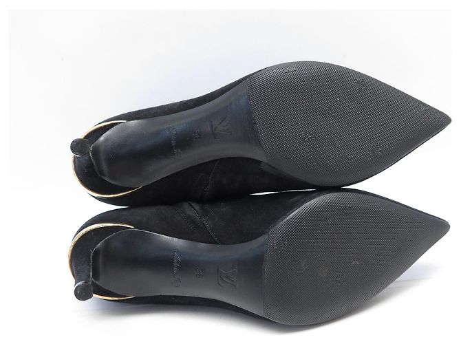 BOTINES LOUIS VUITTON DE TACÓN BAJO TAMAÑO 36 EN SEDA NEGRA Negro - vista 6