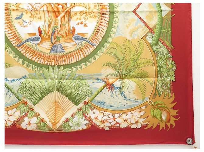 Hermès FOULARD HERMES ALOHA DI BOURTHOUMIEUX 90 CM IN SETA + SCATOLA Multicolore - vista 4