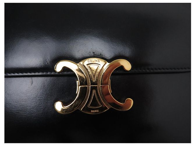 Céline BORSA CELINE TRIOMPHE 187363 IN PELLE DI VITELLO LUCIDA NERA Nero - vista 17