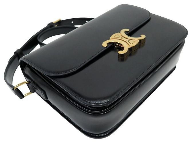Céline BORSA CELINE TRIOMPHE 187363 IN PELLE DI VITELLO LUCIDA NERA Nero - vista 5