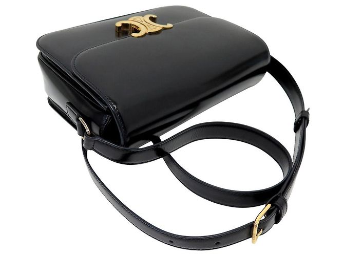 Céline BORSA CELINE TRIOMPHE 187363 IN PELLE DI VITELLO LUCIDA NERA Nero - vista 6