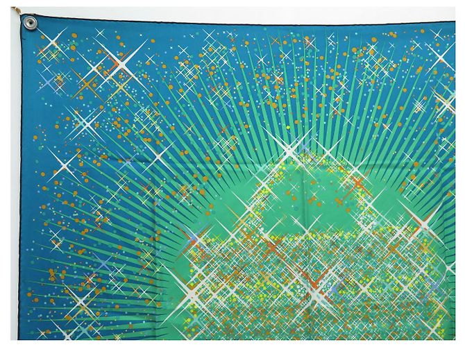 Hermès NUOVO FULARD HERMES MAGIC KELLY RYBALTCHENKO 90 SETA BLU - vista 2