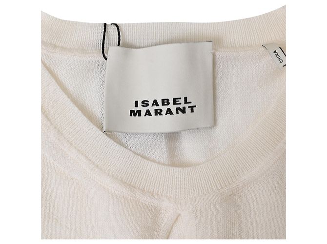 Posy geraffter Pullover aus cremefarbener Wolle von Isabel Marant Weiß Roh - Ansicht 4