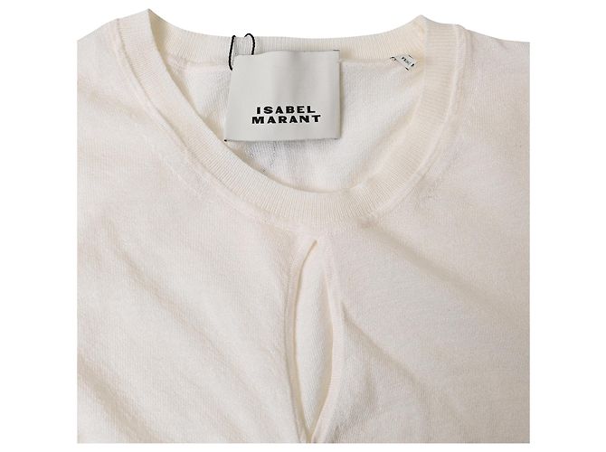 Posy geraffter Pullover aus cremefarbener Wolle von Isabel Marant Weiß Roh - Ansicht 5