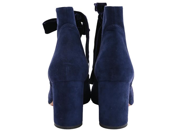 Stivaletti con lacci Chloé in suede blu navy - vista 3