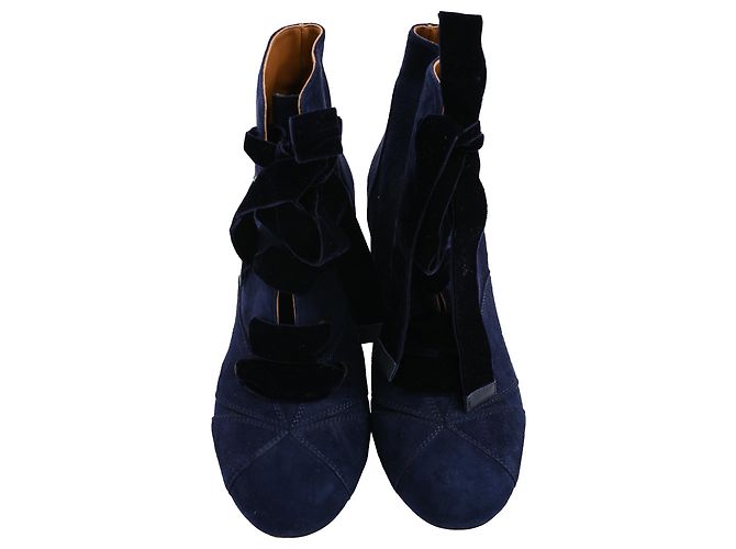 Stivaletti con lacci Chloé in suede blu navy - vista 5