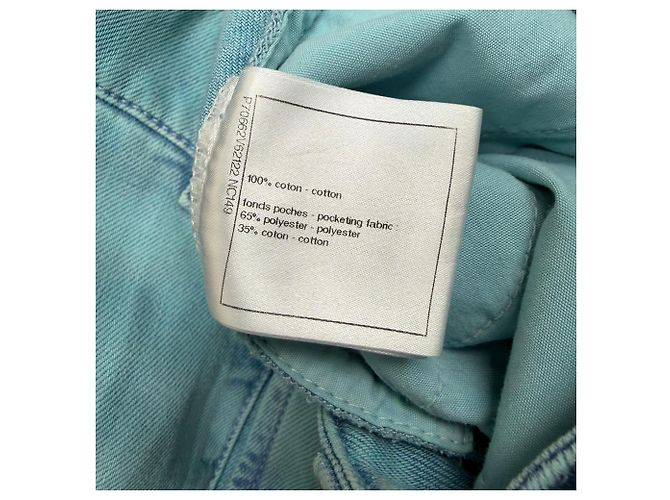 Timeless Jeans a vita alta e gamba larga Chanel in cotone blu - vista 4
