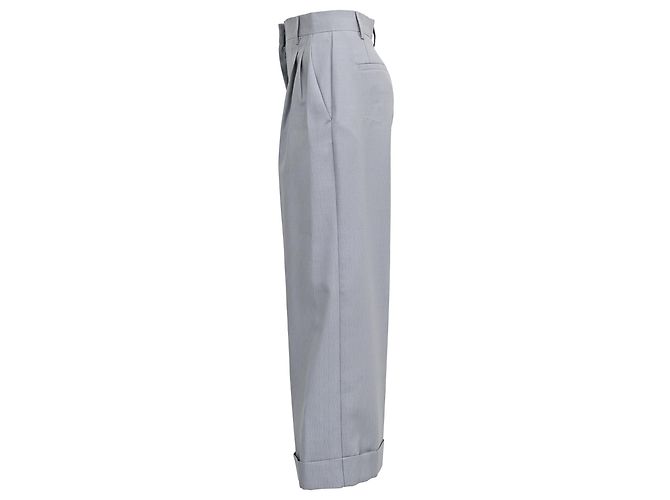 Fendi Gerade Bein Hose aus hellblauer Wolle - Ansicht 2